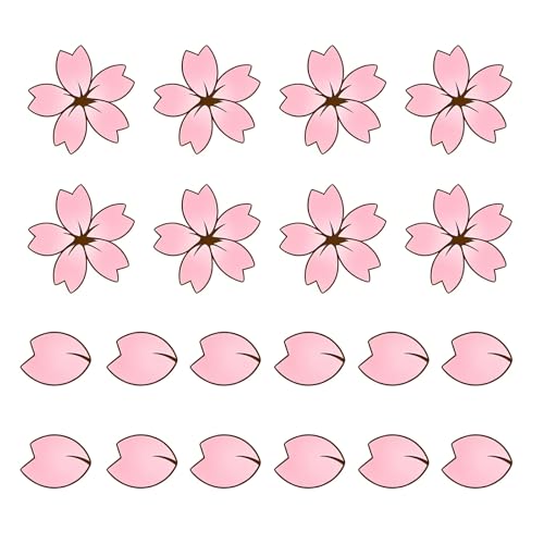 20 PCS Car Door Body Sticker, Cherry Blossom & Petal Set Creative Lovely Car Decor, Waterproof Scratch Covering Auto Body Exterior Ornament, Universal for Cars SUVs Trucks (Pink)