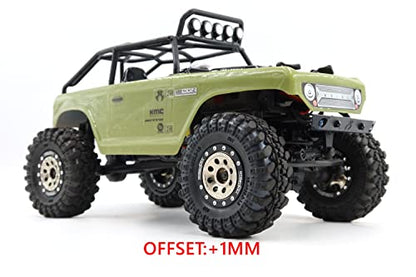 RC 1/24 Tires & Heavy Adjustable Offset 1.0 beadlock Wheels, 1.0 Wheels Rims and Tires for 1:24 RC Crawler Axial SCX24,(4-Pack, Assembled) - color: Black & Champagne