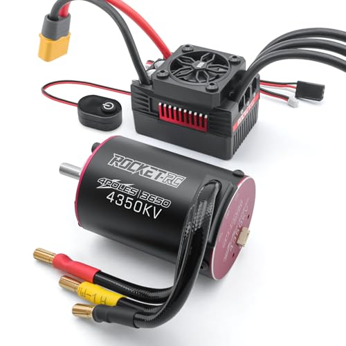 Surpass Hobby 3650 Brushless Motor and ESC for 1/10 RC Car(4350KV 90A) | Supersonic brushless motor and esc,Waterproof ESC Shaft 3.175mm Brushless Motor for 1/10 RC Cars Trucks - style: SUP3650 Motor 4350kv +90A V2