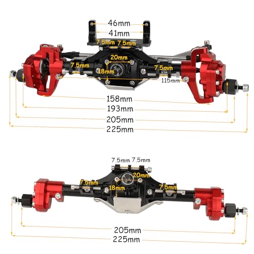 Axle Metal Complete Front and Rear Portal Axle with Gears Shaft for 1/10 RC Crawler Car Axial SCX10 & SCX10 II 90046 90047 CNC Upgrade Parts