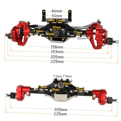 Axle Metal Complete Front and Rear Portal Axle with Gears Shaft for 1/10 RC Crawler Car Axial SCX10 & SCX10 II 90046 90047 CNC Upgrade Parts