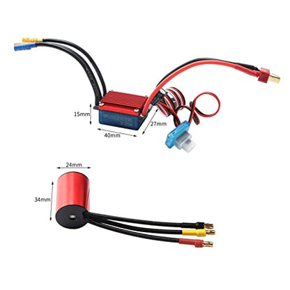 HUIOP RC car Motor, S2435 4800KV Brushless Motor 4P Sensorless 25A Brushless ESC Electric Speed Controller Programming Card for 1/16 1/18 RC Car Truck