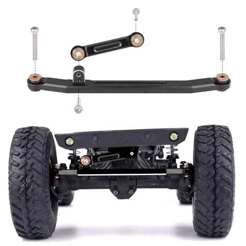 SCX24 Steering Links Aluminum Steering Linkage Set High-Tightening Links for Axial SCX24 1/24 Upgrades (Black) - color: Black