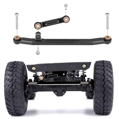 SCX24 Steering Links Aluminum Steering Linkage Set High-Tightening Links for Axial SCX24 1/24 Upgrades (Black) - color: Black