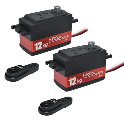 2Pcs 12KG Low Profile Digital RC Servo Full Metal Gears High Torque High Speed HV Steering Servo 7.4V +25T Aluminum Servo Arm for 1/10 1/12 RC Drift Cars Robotic Arms - style: 2Pcs 12kg low profile servo