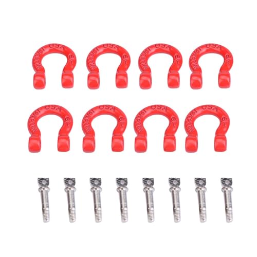 8Pcs RC Shackles for Rigging, Metal RC Tow Shackle Lock Catch, RC Car Trailer Buckle Parts, Climbing Car Tow Hook Buckle Compatible with SCX10 CC01 D90 D110 TF2