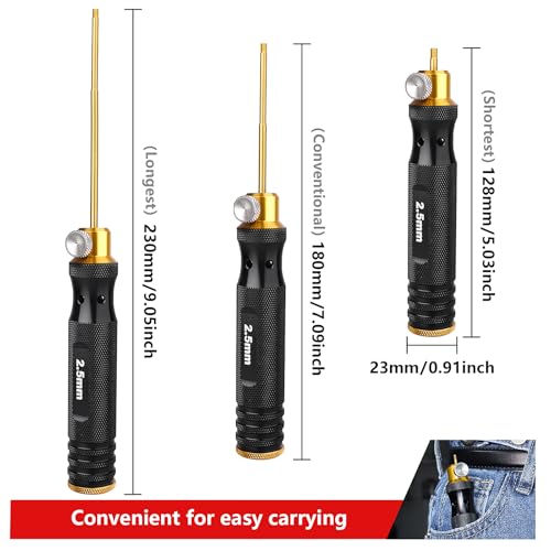 HobbyPark Titanium Hex Driver Allen Screwdriver Set 1.5mm 2.0mm 2.5mm 3.0mm Extended Thickened Handle for RC Crawler RC Car Truck Buggy On Road Touring Drift (Black & Gold Handle)