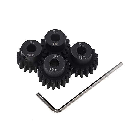 4pcs Mod 1 Pinion Gear 5mm Set Hardened 15T 16T 17T 18T M1 Pitch Gears RC Upgrade Part with Screwdriver