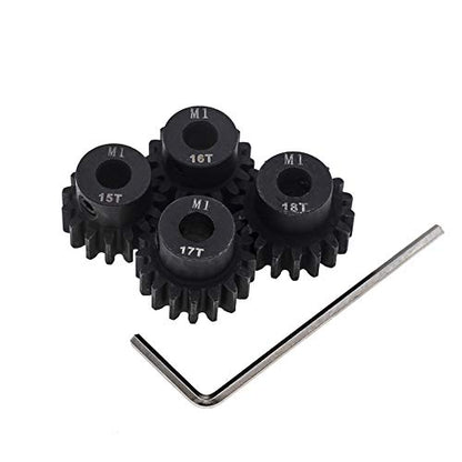 4pcs Mod 1 Pinion Gear 5mm Set Hardened 15T 16T 17T 18T M1 Pitch Gears RC Upgrade Part with Screwdriver
