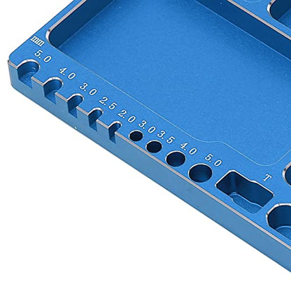 Magnetic Screw Tray, RC Aluminium Alloy Screw Tray, Adsorption Widely Used Magnetic Parts Tool Tray for RC Model Toy Repair Mat Electronic Repair Kit Tool Organizer (Blue) - color: Blue