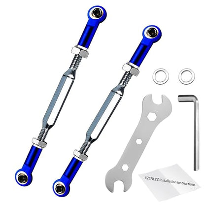 RC Suspension Links Compatible with Traxxas Slash Rustler Stampede Hoss 1/10 Scale, Adjustable Stainless Steel Turnbuckle Links Set with CNC Machined Rod Ends, 2PCS Upgrade Steering Links,Dark Blue - color: Stainless Steel & Dark Blue