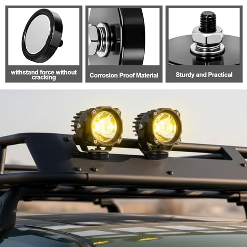Flutesan 4 Pieces Heavy Duty Round Mounting Magnet with Bolt 1.89in-240lb-m8 Black with Male Thread Stud Strong Earth Magnet Super Powerful for Lighting Camera Brackets License Plate - color: Black, size: 1.89in-240lb-m8
