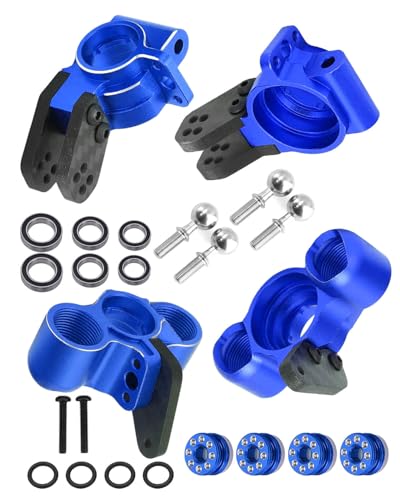 Aluminum Front Knuckles Steering Blocks &Rear Hub Stub Axle Carriers Upgrades Part for 1/8 Typhon/Talion 6S BLX,1/7 Felony/Mojave/Infraction 6S BLX,Navy Blue - color: Navy Blue