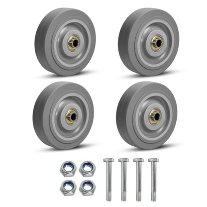 4'' Heavy Duty Rubber Caster Wheels, ASOMWLS Industrial Casters Set of 4 with Load 1200lbs Capacity, Non Marking Replacement Wheels for Cart Dolly Trolley (4 Wheel) - style: 4 inch Wheel