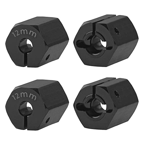 Aluminum Alloy 12mm Wheel Hex Hub Drive Adapters with Pins Screws Compatible with Axial SCX10 HSP HPI Tamiya Redcat 1/10 RC Crawler Car (12mm, Black) - color: Black, size: 12mm