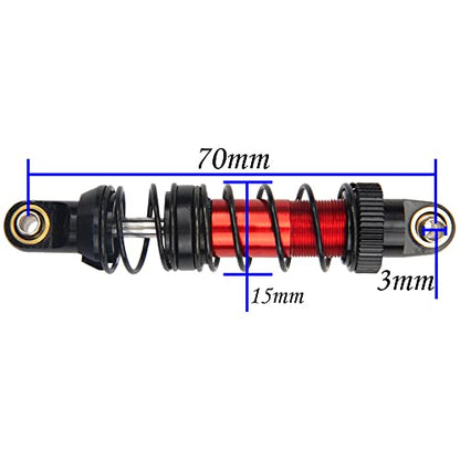 4Pcs Vgoohobby Metal Shocks Absorber Adjustable Dampers Compatible with Axial SCX10 Traxxas TRX4 D90 90046 Redcat Gen7 1/10 RC Crawler Car (Red,70mm)