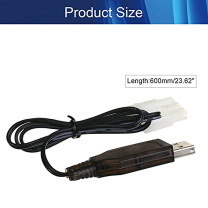 Aicosineg 2Pcs L6.2-3P USB Charging Cable for RC Car 9.6V 200mA Ni-MH Ni-CD Battery