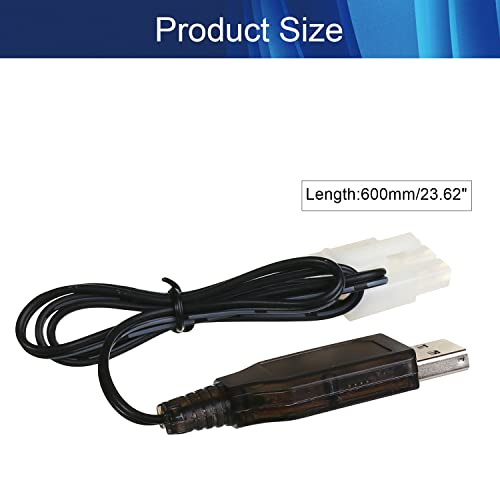 Aicosineg 2Pcs L6.2-3P USB Charging Cable for RC Car 9.6V 200mA Ni-MH Ni-CD Battery