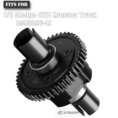 46T Center Differential Assembly #9585 Upgrades Part for Sledge 1/8,Heavy Duty Medium Carbon Steel & Aluminum Alloy RCarmumb RC Truck Replacement Upgrade,Black - color: Black(1set)