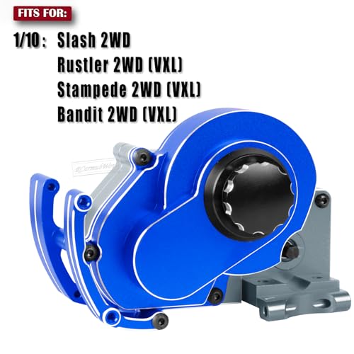 RC Transmission Complete Upgrades Part for 1/10 Slash 2WD(VXL),Rustler 2WD(VXL),Stampede 2WD(VXL),Bandit 2WD(VXL),Alloy Aluminum Gearbox,Replace #3695,Navy Blue &Titanium - color: Navy Blue&titanium(1set)