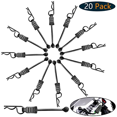 RC Body Clips with Pull Tabs for Traxass TRX4 Arrma Axial SCX10 Redcat HSP Himoto 1/8 1/10 RC Car Shell, 20-Pack (Black)