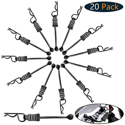 RC Body Clips with Pull Tabs for Traxass TRX4 Arrma Axial SCX10 Redcat HSP Himoto 1/8 1/10 RC Car Shell, 20-Pack (Black)
