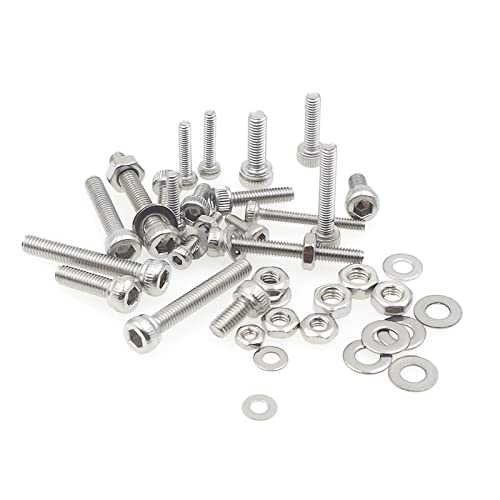 M2 M2.5 M3 Knurled Socket Head Cap Screws Nuts Flat Washers Kit | 304 Stainless Steel - size: M2M2.5M3