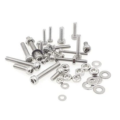 M2 M2.5 M3 Knurled Socket Head Cap Screws Nuts Flat Washers Kit | 304 Stainless Steel - size: M2M2.5M3