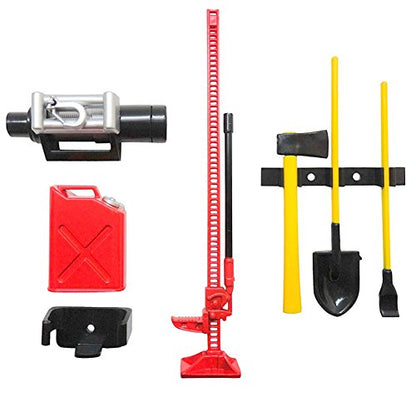 1/10 RC Rock Crawler Scale Accessory Set W/Gas Can, Winch, Jack, Shovel, Axe, & Pry Bar 4053