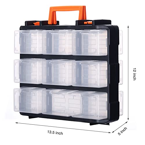 Mayouko 16 Compartments Detachable Toolbox Organizer,Hardware Organizer Box with Removable Sections,Carrying Storage Case for Patts,Screws,Bolts,Nuts,Toys - size: 13.5"L x 12"W x 5"H