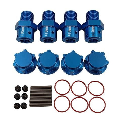 10mm Extended Wheel Hex Hub Set for ARRMA Kraton Mojave Infraction 6S (Blue) | Aluminum,1/8,1/7,Outcast,Big Rock,Felony,Limitless,Upgrade Parts,CNC Machined,High Strength - color: Blue