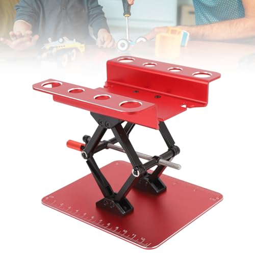 RC Car Work Stand, Rotating and Stable Repair Platform, Height Adjustable for RC Car 1:8 and 1:10 (Red) - color: Red