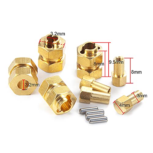 Brass 7mm Wheels Hex Hub 4mm Extension Hex Drive Adapter for 1/24 Axial SCX24 90081 RC Crawler Car Upgrades Accessories