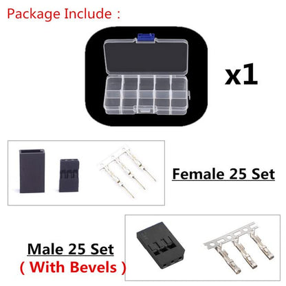 50PCS DIY Servo Extension Cable JR/Futaba Connector Male/Female Plug with 2.54 Terminal for RC Robot Airplane Car Servo ESC (Mix x50 Bevels) - style: MIX x50 Bevels