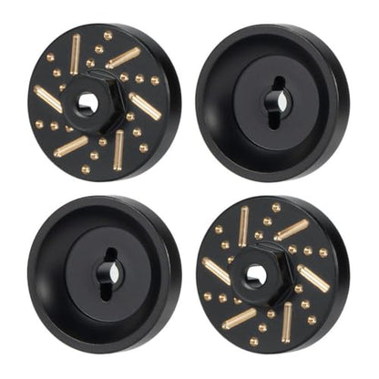 4PCS Brass Extended Wheel Hubs Hex +3mm Adapter Compatible with 1/24 Scale RC Crawler Models for Track Width Extension and Stability Upgrade