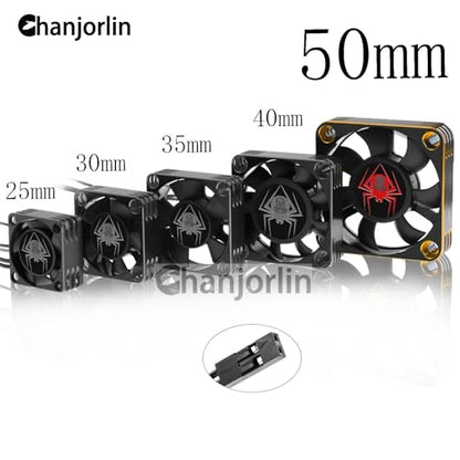 RC Car Metal Motor Cooling Fan 25mm 30mm 35mm 40mm 50mm RC Heatsink 28000RPM ESC Cooling Fans Silvery-Black for 1/8 1/10 1/12 Truck Off Road Crawler Car 540 550 Brushless OR Brushed (50mm)
