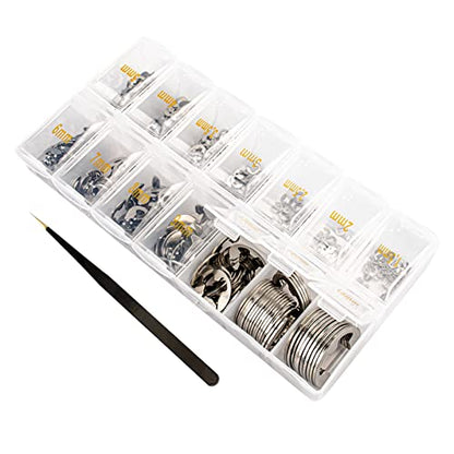 E Clips Assortment Kit, Snap Rings Assortment Kit with Retaining Rings, 425PCS 304 Stainless Steel E Clip Set (M1.5-M15) - size: 425PCS