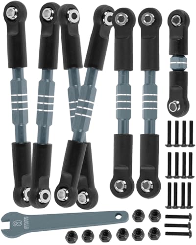 RC Upgrades Part Adjustable Turnbuckles Camber Links Toe Link for 1/10 Slash/Rustler/Stampede/Bandit VXL 4WD 4X4.Alloy Front&Rear Link Set,Titanium - color: Titanium(for 1/10)