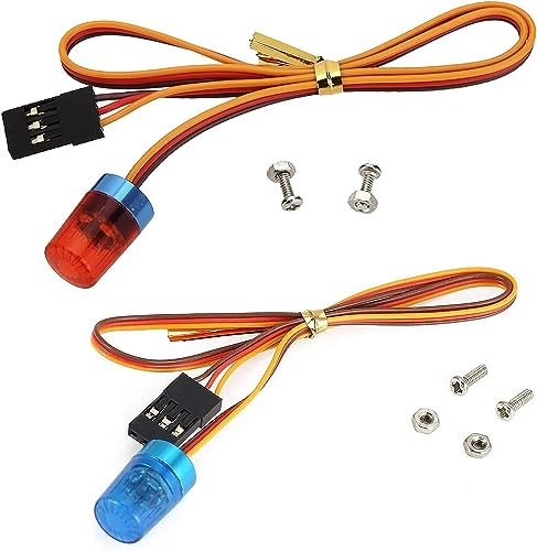 2PCS Ultra Bright LED Police Light Rotating Flash Alarming Strobe Lamp 5Modes for 1/8 1/10 1/14 RC Car Firefighting Ambulance Crawler Truck Lighting for CC01 D90 SCX10(Red Blue,9x15mm) - color: 9x15mm,Red/Blue