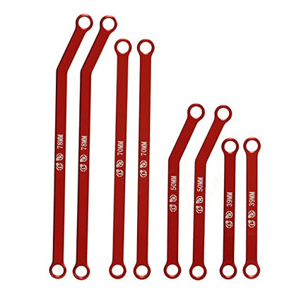 RiToEasysports Aluminum Alloy High Clearance RC Links Set Steering Linkage Rod with Anti Wear Precision Manufacturing for AXIAL SCX24 1/24 RC Crawler (Red) - color: Red