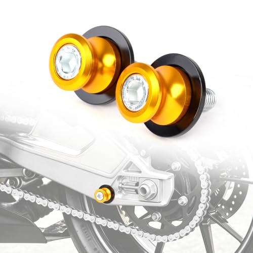 Goldfire 2pcs 10MM M10 X1.25 Motorcycle Swing arm Sliders Spools CNC Swing Arm Stand Screw for FZR 1000/600R/400 for Kawasaki Z750 /Z750S/ Z750R /ER-6F /ER-6N /Duke 125/200/390 (Yellow) - color: Yellow