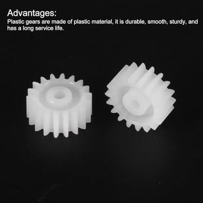 MECCANIXITY 20 Pcs Plastic Gears 18 Teeth Plastic Motor Gear Model 182A Reduction Gear for RC Car Model DIY Robot (White, Module 0.5) - style: 18 Teeth