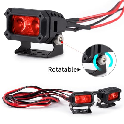 2pcs 18MM Square Led Light Headlight Spotlight for TRX-4 TRX6 SCX10 | 90046 D90 CC01 Wraith Redcat Gen8 1/10 RC Car Upgrade Parts Red Lamp - color: Red