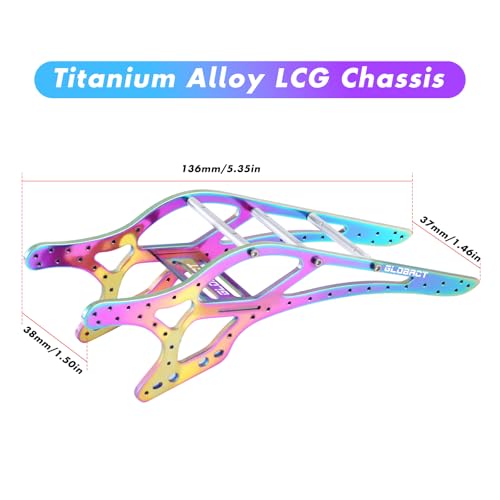 GLOBACT Titanium SCX24 LCG Chassis Frame Kit for SCX24 | with Brass Skid Plate, Stainless Steel Driveshaft, Aluminum Links, Hanger Beam, 1/24 RC Crawler Upgrade
