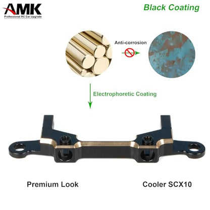 AMK SCX10 III Brass Bumper Munnt Black Coating, 158g Front Rear Bumper Set Complete with Steering Link for 1/10 RC Crawler Body LCG Chassis Axial SCX10 Upgrades