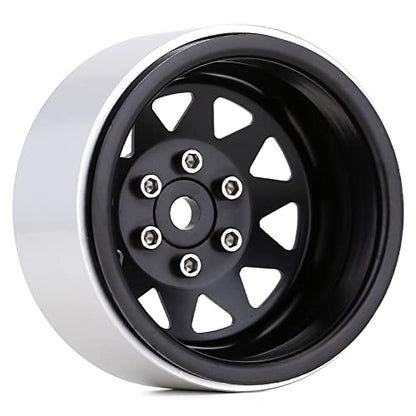 INJORA 1.9 Beadlock Wheel Rim Hub 4pcs Metal Rims for 1/10 RC Crawler Car TRX4 Axial SCX10 90046 SCX10 Pro(Black) - color: Black