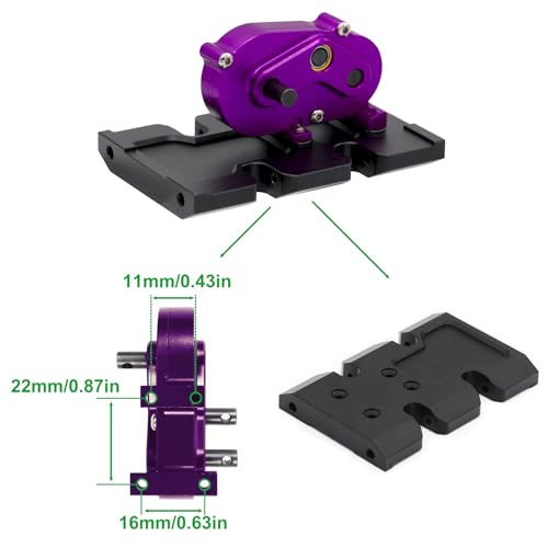 AMK 1/10 Transmission 30% OD Transfer Case Forward Motor Mount with Delrin Spur Gear for 1/10 RC Crawler Axial SCX10 II Element Enduro DIY LCG Chassis SCX10 Upgrades (Purple) - color: Purple