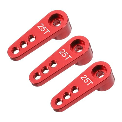 MECCANIXITY Aluminum Alloy 25T Steering Servo Single Arm Horn Red for DIY RC Car/Boat/Airplane Boat Accessories 3 Pcs - color: Red