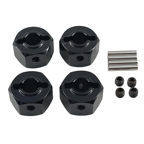 12mm Aluminum Wheel Hex Hub Adapter for 1/10 Mini Maxx RC Car (Black) | Alloy,3654,Upgrade Parts,CNC Machined,High Strength,Precision Fit,Wear Resistant,Easy Installation - color: Black