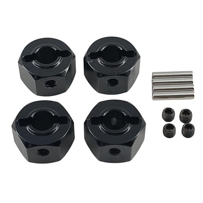 12mm Aluminum Wheel Hex Hub Adapter for 1/10 Mini Maxx RC Car (Black) | Alloy,3654,Upgrade Parts,CNC Machined,High Strength,Precision Fit,Wear Resistant,Easy Installation - color: Black